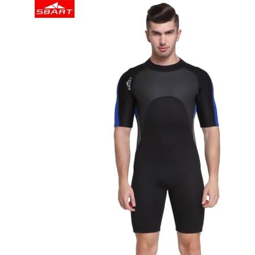 SBART Men 2mm Wetsuit neoprene Short sleeve Freediving spearfishing Diving suit snorkel swimsuit one-piece Suits surf wetsuit