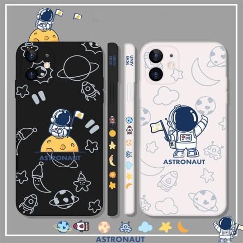 Kawaii universe astronaut Space art Japanese Phone Case For iPhone 11 12 Pro Max Xr Xs Max 7 8 Plus X 7Plus case Cute Soft Cover