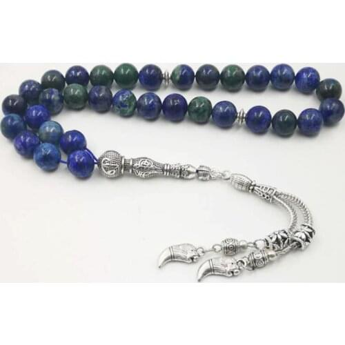 Natural chrysocolla Tasbih Mens Gemss Lion Head tassels 2019New style Muslim Accessories bracelets