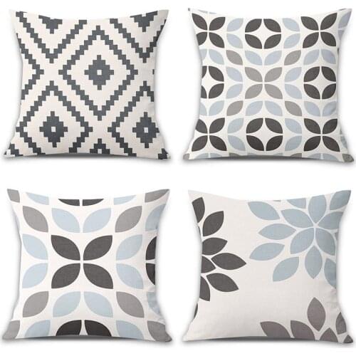 Geometric Cushion Cover Black and White Polyester Pillow Case Striped Dotted Grid Triangular Geometric Art Cushion Cover For Sof