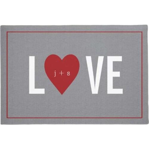 Personalized Heart Initial Grey Doormat Home Decoration Entry Non-slip Door Mat Rubber Washable Floor