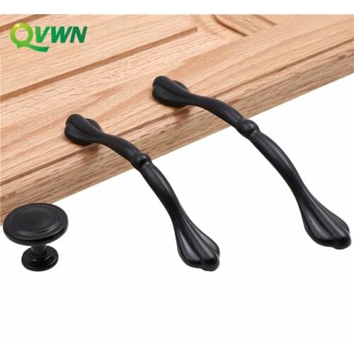 QVWN Black Cabinet Handles American style Kitchen Cupboard Door Pulls Drawer Knobs Fashion Furniture Handle Hardware