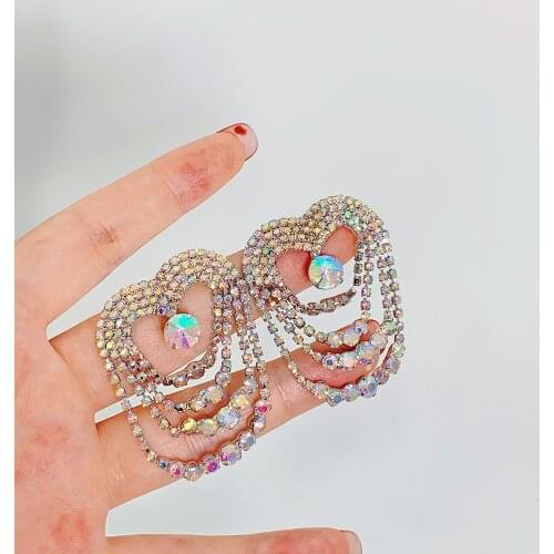 New Shiny Rhinestone Dangle Earrings For Women Fashion Jewelry Hot Party Dress Statement Earrings Accessories