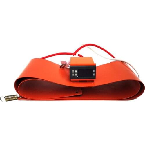 240V 3000W 250*1840*1.5mm Silicone Heating Pad for Oil Barrel with digital thermostat on wire 2000mm lead wire with 2 pins plug