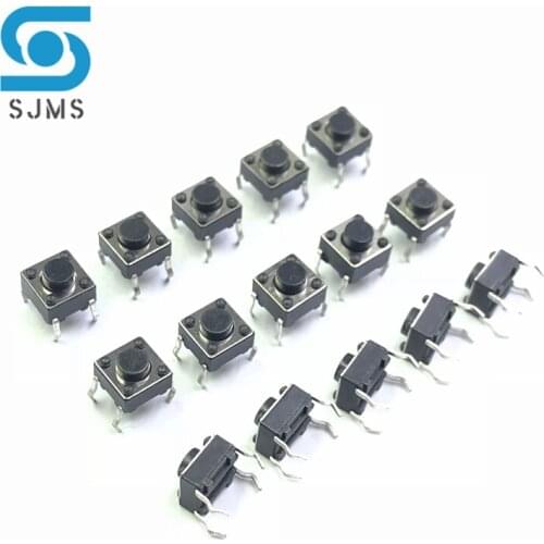SJMS 20pcs 6*6*4.3 Panel PCB Momentary Tactile Tact Push Button Micro Switch 4 Pin DIP Light Touch 6x6x4.3 mm Micro Switch