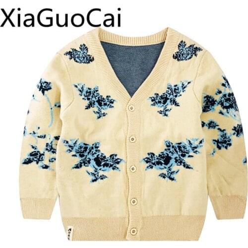 Boys Sweaters 2018 Autumn Suit New Cotton Toddler Boy Sweater Double Thickness Cardigan Kids Knit Sweater