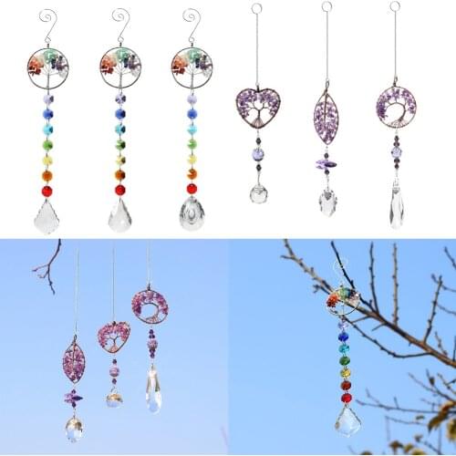 28cm Creative Wind Chime Colorful DIY Crystal Beads Rainbow Pendant Handcraft Sun Catchers for Home Decoration Window Ornament