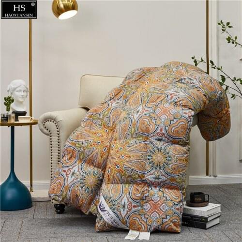 Gorgeous Baroque Orange Goose Down Quilt Comforter Filling Power600 Combed Cotton Fabric Duvet Winter Blanket OEKO-TEX Certified