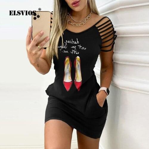 Spring Sexy Hollow-out Off Shoulder Dress Lovely Lips Rose High Heels Print Mini Dress Summer Women O Neck Elegant Party Dresses