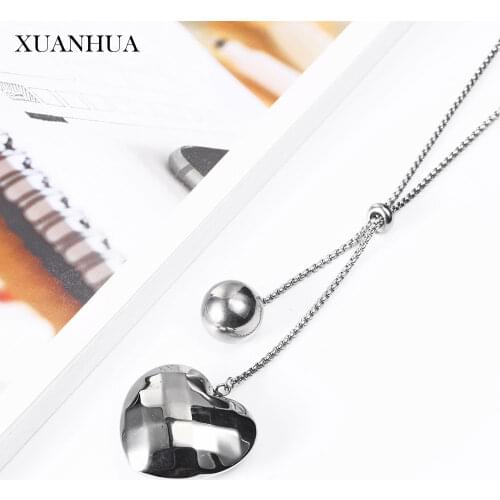 XUANHUA Charm Heart Pendant Choker Necklace Stainless Steel Jewelry Woman Vogue 2019 Fine Jewelry Accessories Bohemian