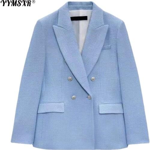 Womens clothing 2021 New Spring Autumn Women Fashion Temperament Double-Breasted Ladies Office Blazer High Quality