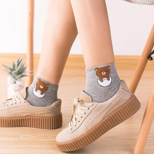 Women Cartoon Anime Cotton Socks Cute Bear Sweet High Quality Casual Personality Fashion Breathable And Comfortable Socks Female