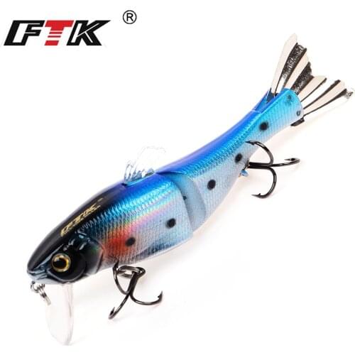FTK 13g Multi Jointed Swimbait Hard Minnow Fishing Lure 9.5cm 2 Segment Jerkbait Crankbait Wobblers For Trolling Fishing Bait