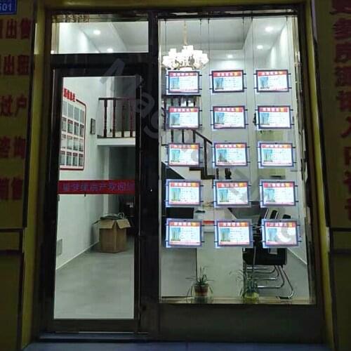 15Units A4 One Side Landscape Magnetic Acrylic Frame LED Illuminated Real Estate Agent Window Display Light Pocket System