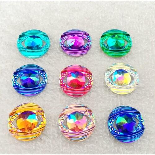 18mm AB Resin shiny round flatback rhinestone Scrapbook handmade ornaments Beads made DIY Wedding decorate 20pcs -HE84