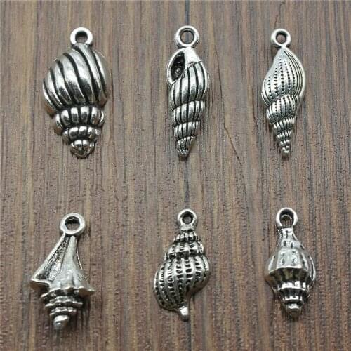 20pcs Conch Charms Antique Silver Color Conch Shell Pendant Charms Sea Conch Charms For Jewelry Making DIY Craft