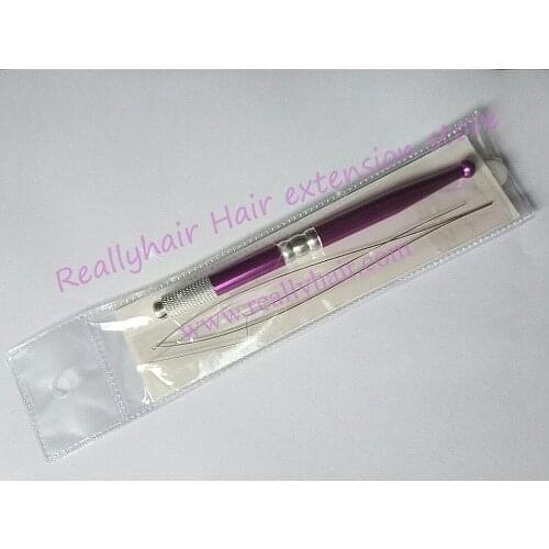 2019New NanoRing Aluminium Handle Multifunction Pulling Needle for Micro Rings&Nano Rings Links Loop Hair Extension Tools Purple