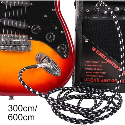 3/6m Professional Electric Guitar Bass Keyboard 6.35mm Plug Braided Cable Cord Music Equipment Accessories Attachment