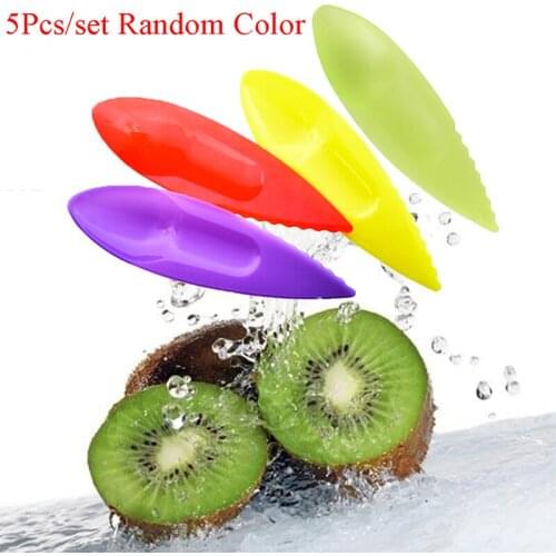 5pcs Plastic Fruit Kiwi Gadget Kitchen Utensil Peeler Cutter Spoon Slicer Tools