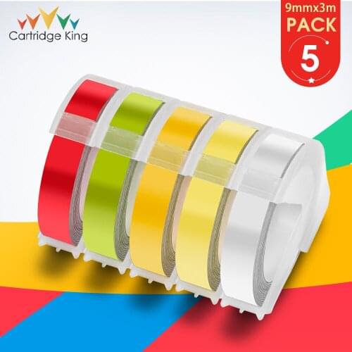 5PK 9mm Label Tape Compatible 3D for DYMO Label Maker Embossing Motex E101 E303 Printer Ribbon 1610 12965 1880 1540 Label Maker