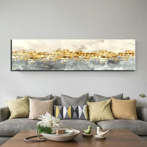 Abstract golden canvas painting banner bedside posters and print modern wall art pictures for living room bedroom home decor