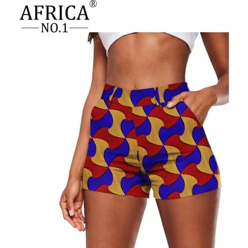 African Women Pants Fashion Casual Sexy Ladies Short Pants Dashiki Cotton Wax Slim Fit High Waist Ankara Style Summer A2021002