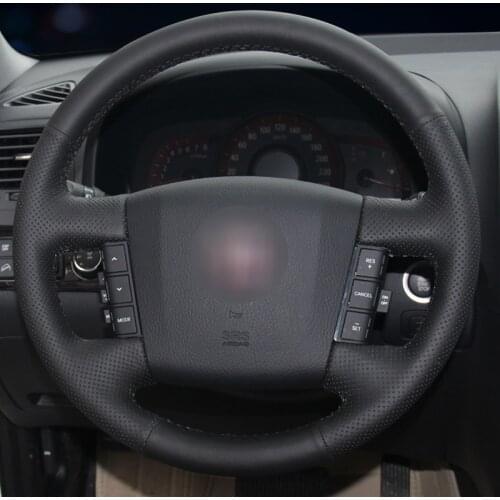 Black Artificial Leather Car Steering Wheel Cover for Kia Borrego 2008-2015