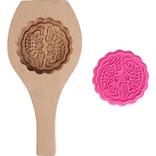 Wooden Biscuit Mold Mid-autumn Moon Cake Pastry Cake Cookie Baking Mould Manual DIY Dessert Food Maker Kitchen Baking Mould