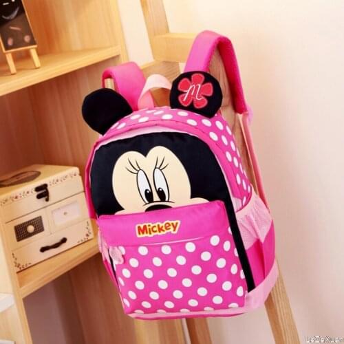 Childrens Kindergarten Primary School Bag Cartoon Disney Backpack Mickey Minnie Bowknot Plush Backpack Boy Girl Bags 2-7 Years