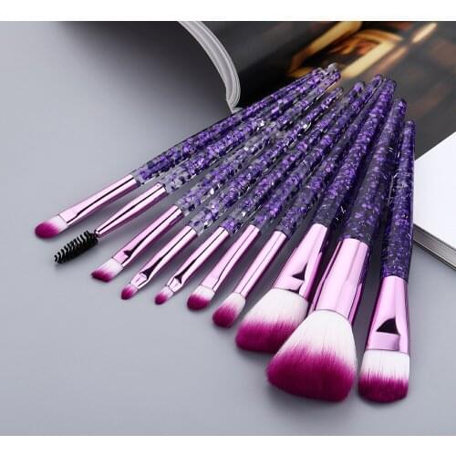 FLD Transparent Makeup Brushes Tool Set Cosmetic Powder Eye Shadow Foundation Blush Blending Beauty Make Up Brush Kit Tools