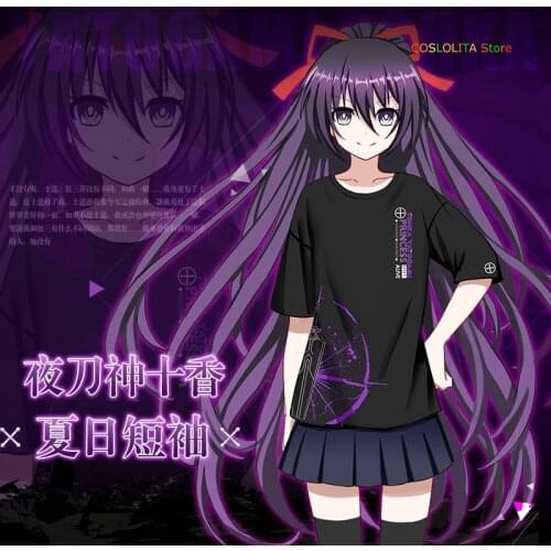 Anime DATE A LIVE Yatogami Tohka T-Shirt Short Tee Cosplay Men Women Student Summer New Unisex Halloween Party pullover Tops