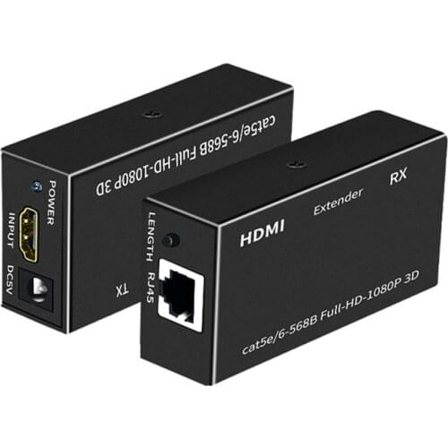 HDMI-compatible Extender Cat5e Cat 6 Ethernet IP TCP Signal HDMI To Lan Converter 1080p 3D HDMI Transmitter Receiver TX RX 60M
