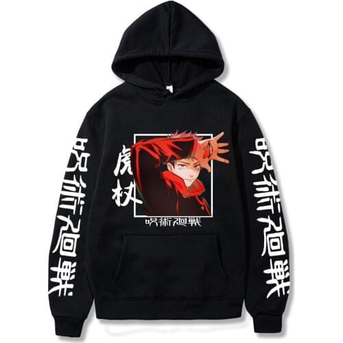 Jujutsu Kaisen Itadori Yuji Hoodies Anime Winter Pullovers Streetswear Men Long Sleeve Sweatshirt Harajuku Hoody