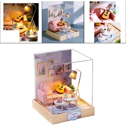 Self Assembled Dollhouse Mini Furniture Puzzle Living Room for Girl Toy