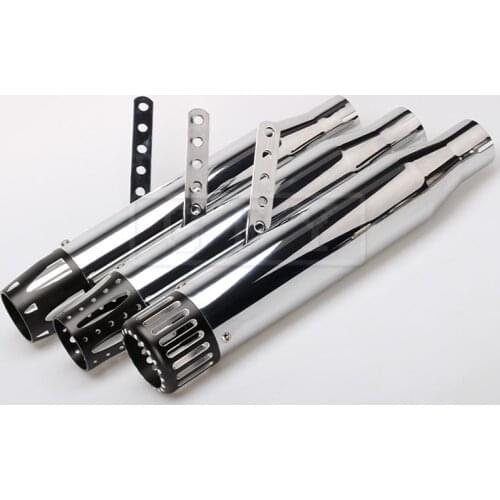 Motorcycle Stainless Exhaust Pipe Muffler WIth Stickers Moto Retro Pipe For Cafe Racer With Sliding Bracket Slip-on