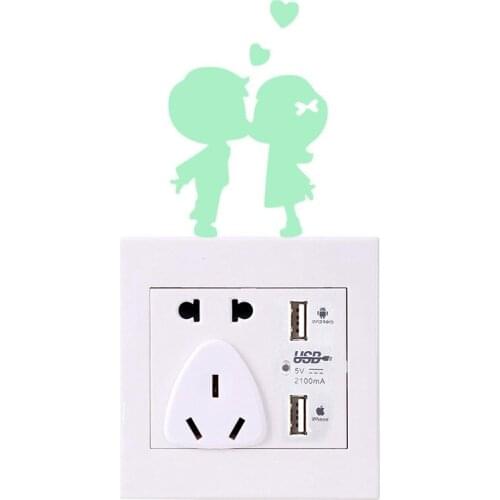 Cartoon Luminous Switch Sticker Glow In The Dark Wall Stickers Home Decor Decal Cat Fairy Moon Star Kids Room Decoration Sticker