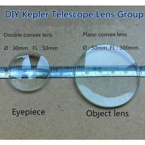 DIY Kepler Telescope lens group 30mm diameter 50mm focal length and 50mm diameter 300mm focal length