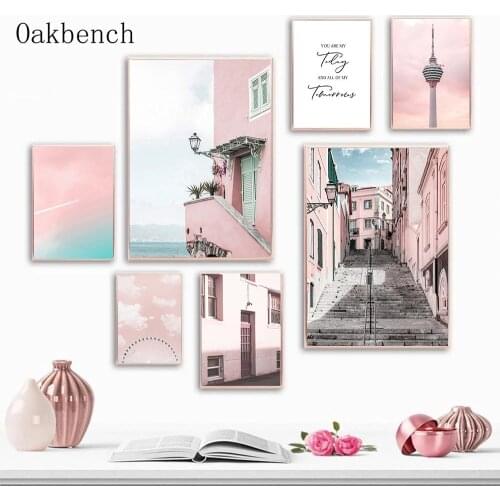 Scandinavian Poster City Building Wall Art Painting Sky Ferris Wheel Canvas Prints Modern Living Room Decoration Paintings