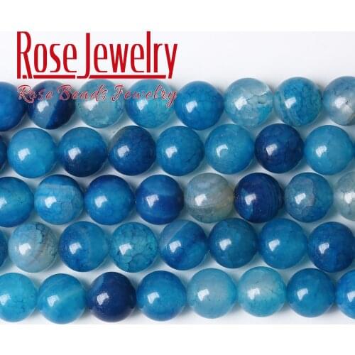 Natural blue Dragon Veins Agates Stone Spacer Beads For Jewelry Making DIY Necklace Bracelet 4mm-12mm Round Loose Beads 15"