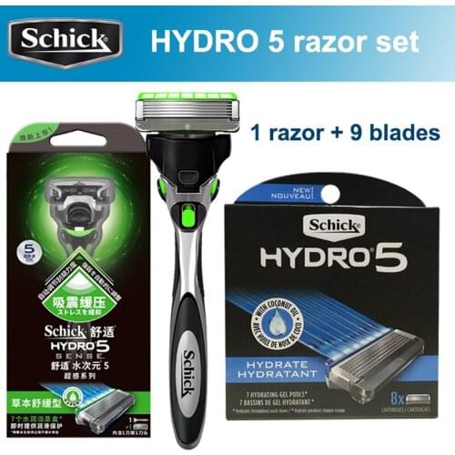 2020 New Original Genuine Schick Hydro 5 Razor Blades Set ( 9 blades + 1 razor ) Best manual shaving razor set for man