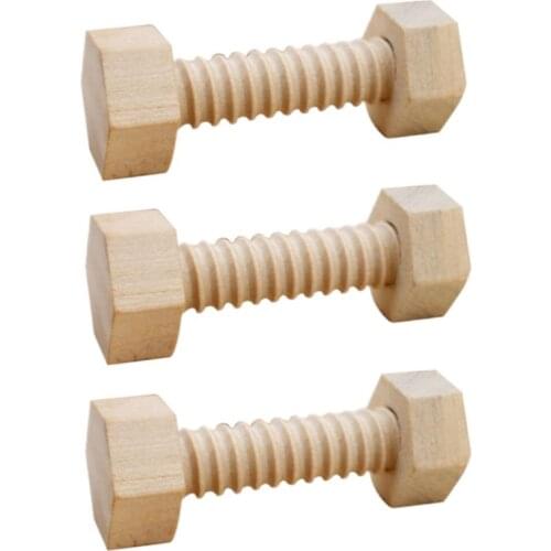 2020 New 3 Pcs Wooden Screw Nut Building Assembling Blocks Hands-on Teaching Puzzle Toys