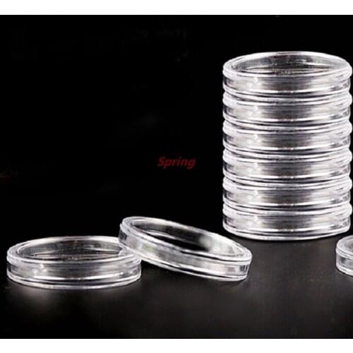 New 10Pcs 23mm Transparent Coin Display Holder Applied Clear Round Cases Coin Storage Capsules Home Organizer Wholesale