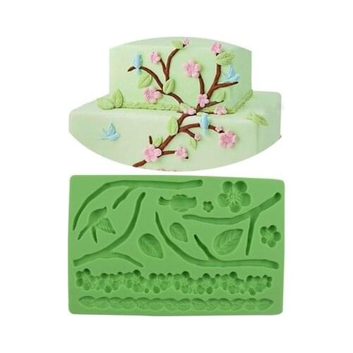Fondant Tool Flower Leaf Branch Bird Shape Baking Mold Silicone Embossing Die Sugar Arts Flower Gum Paste Mould D966