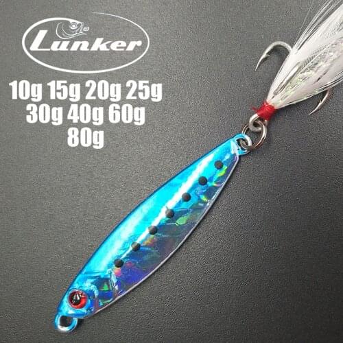 Lunker metal small shore jig 10g 15g 20g 25g 30g 40g micro jigging long cast fishing lure mackerel mullet luminous glow
