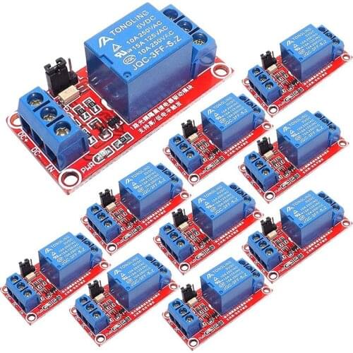 10PCS 5V Relay Module with Optocoupler High or Low Level Trigger Expansion Board for Raspberry Pi Arduino