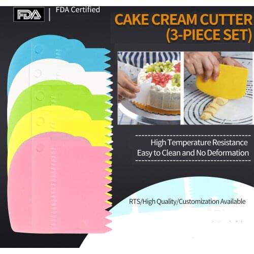3PCS Dough Cake Cutter Slicer Spatula for Cake Cream Scraper Smoother Fondant Pasty Cutters Scraper Baking Spatulas Cake Tools