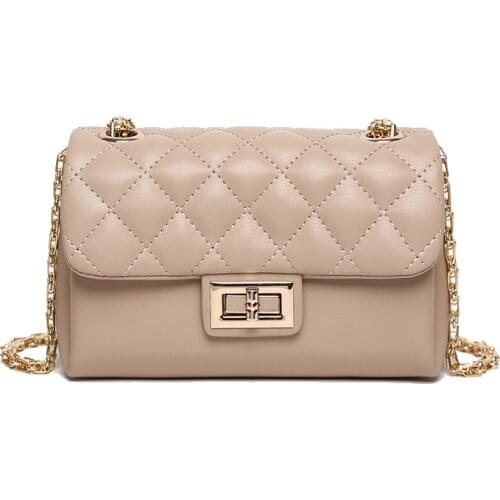 Rhombogram Pattern Design Women‘s 2021 Solid Color Stylish Crossbody Bag Female Vinatge Mobile Phone Flap Shoulder Chain Bag