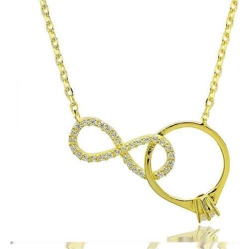 Silver Infinity Engagement Gold Plated Necklace