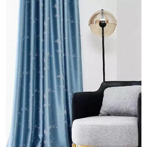 Product European Style Curtains Jacquard Modern Minimalist for Bedroom Living Room Villa Blue Curtains Custom