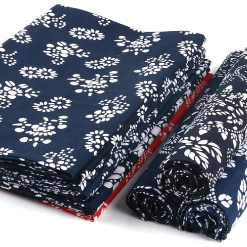 Width 160CM Chinese blue Printed Fabric Wholesale Dyed Cotton Linen Material Diy National Table Cloth Curtain